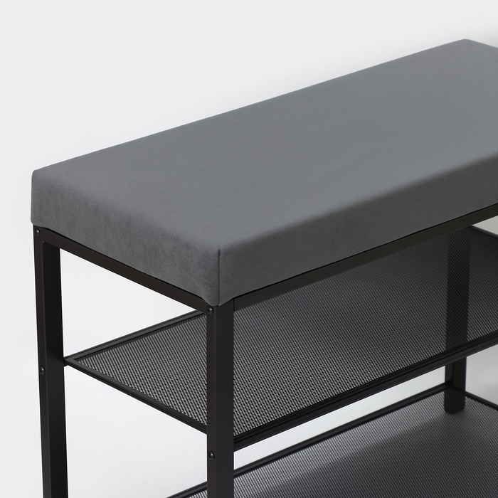 Банкетка «Торонто 23S», 67×30×49 см, каркас графит, сиденье серое