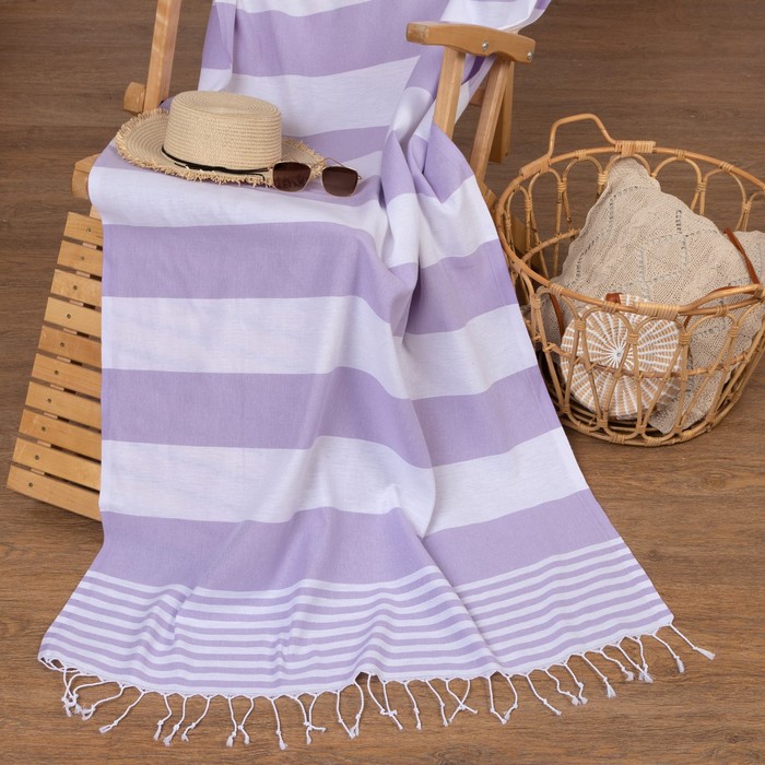 Полотенце - пештемаль пляжное «Фортуна», 100×180 см, хлопок 100%, сиреневое