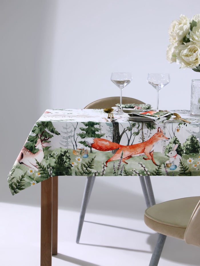 Кухонный набор «Этель. Пасха в лесу»: скатерть 148×112±2 см с ГМВО, салфетка 40×40 см - 4 шт.