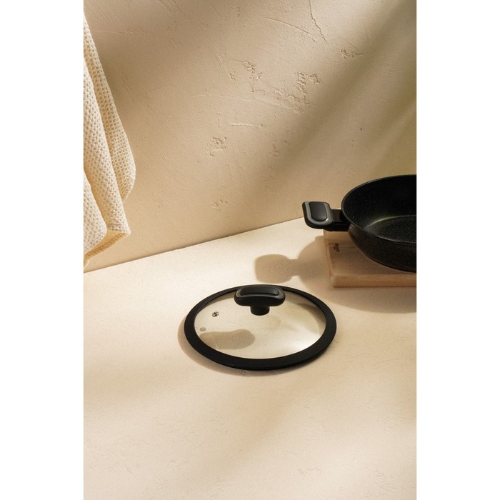 Крышка SL Home, d=20 см, с силиконовым ободком, стекло