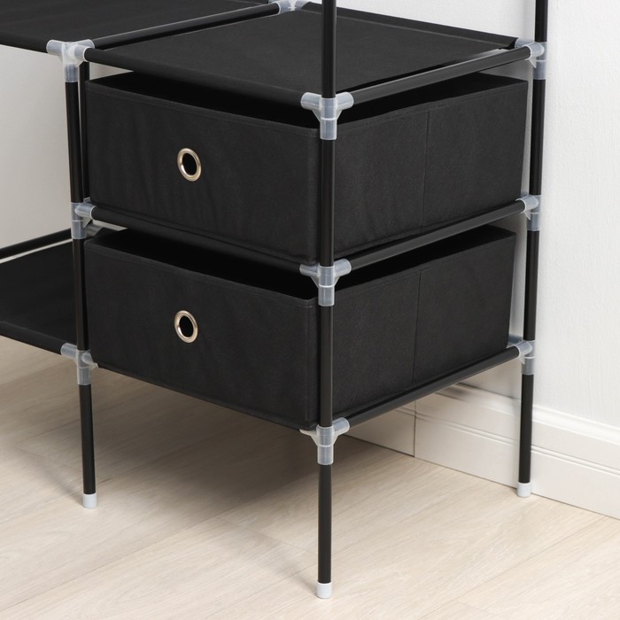 Вешалка - стойка напольная для одежды Доляна, 2 перекладины, 2 ящика, 120×43×169 см, чёрная