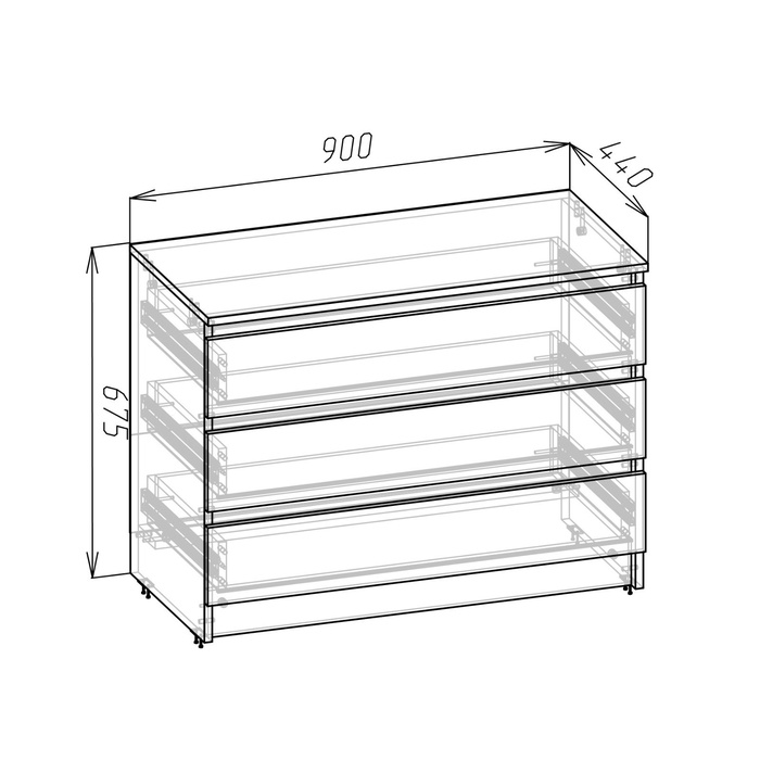 Комод для хранения «Клик Мебель. Зара», 900×440×680 мм, цвет крафт белый
