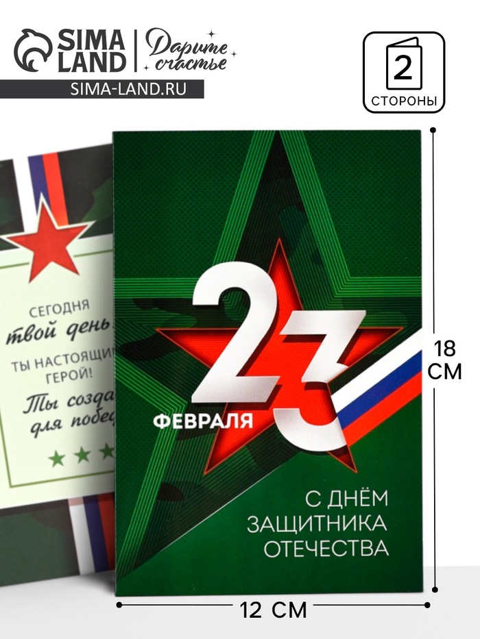 Открытка «С 23 Февраля», 12×18 см