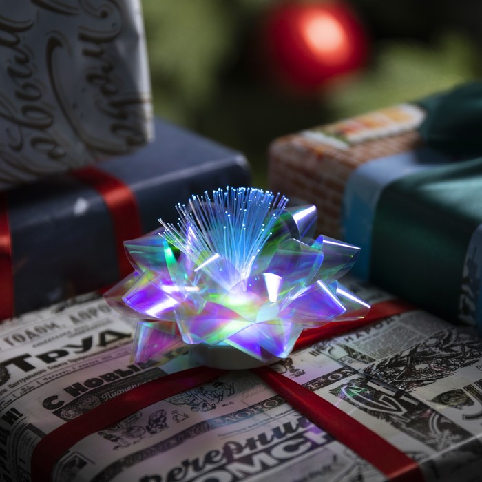 Светодиодная игрушка «Бант-звезда» 10 см, от батареек LR44×3, свечение мульти, перламутровая