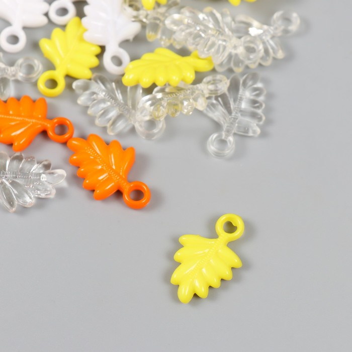 Декор для творчества «Листья. Жёлтый, оранж, белый и прозрачный», набор 20 г, 2.2×1.4×0.4 см