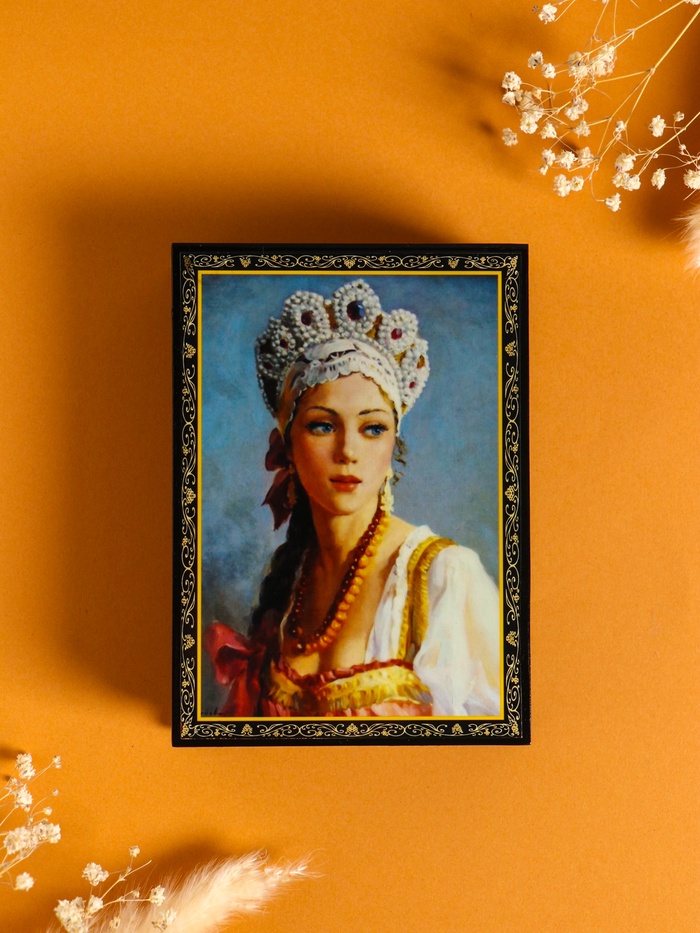 Шкатулка для украшений «Краса», 10×14 см, лаковая миниатюра