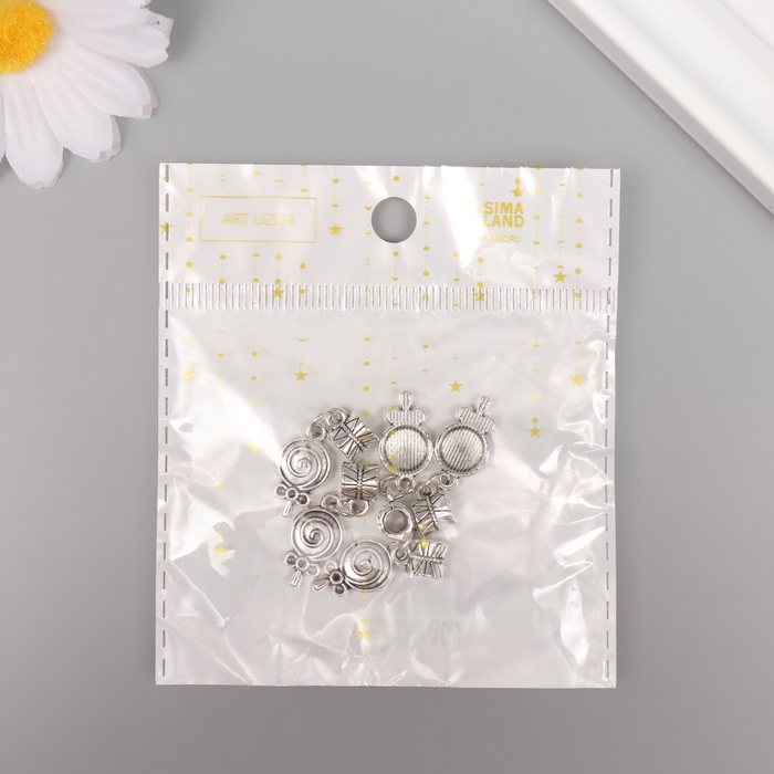 Бейл с подвеской металл для творчества «Конфета на палочке», серебро, 2.7×1 см