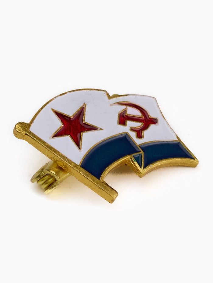 Значок «Флаг морской флот», 2×2 см, цветной в золоте