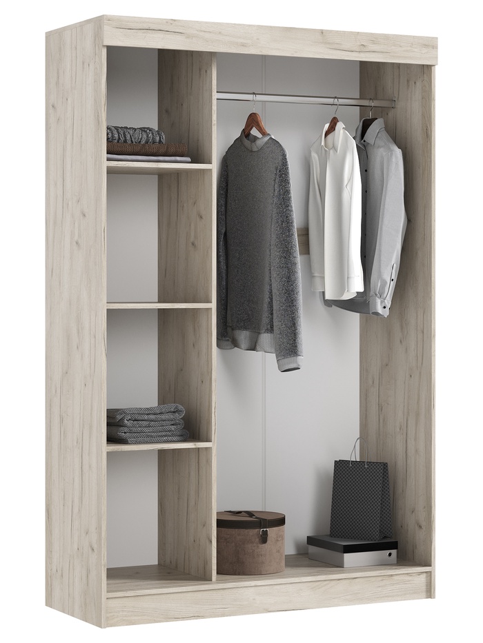Шкаф – купе «Бася», с зеркалом, 1300×520×2016 мм, цвет кашемир/крафт серый