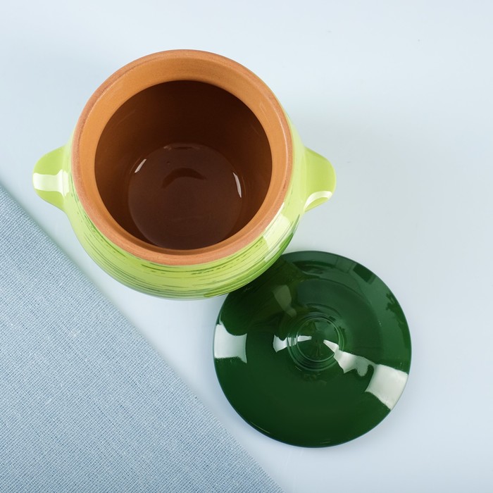 Горшки для запекания Борисовская керамика «Классика», 500 мл, набор 6 шт., керамика, зелёные