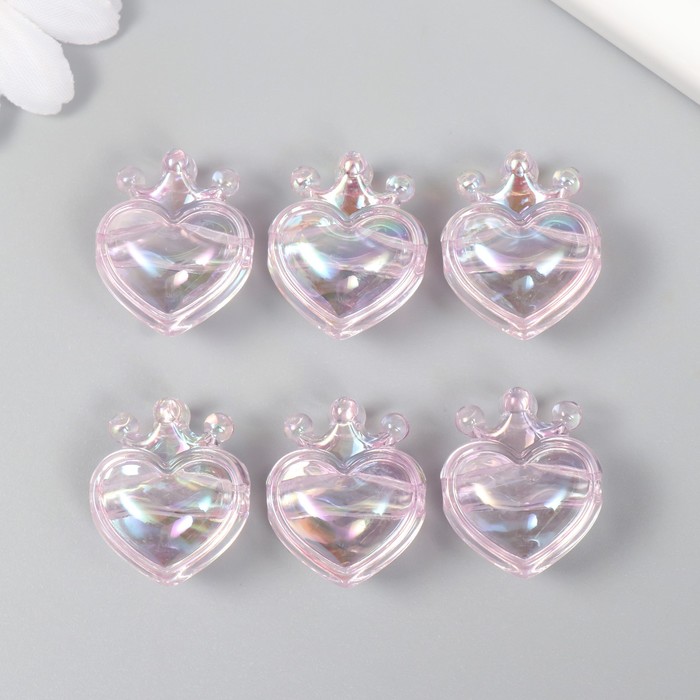 Бусина для рукоделия и плетения «Арт Узор. Сердечко с короной сиреневое», пластик, 2.1×1.4×2.5 см