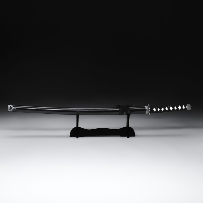 Макет оружия «Сувенирная катана на подставке. Хизока», 100 см, клинок 53 см, чёрная