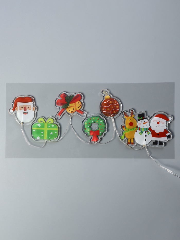 Светодиодная наклейка на окна «Праздничные элементы», 0.5 м, 6 LED, от батареек CR2032×2, свечение тёплое белое