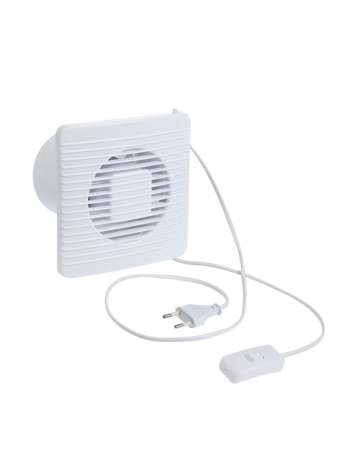 Вентилятор вытяжной ZEIN LOF-07, d=100 мм, 220 В, 15 Вт, сетка, кноп. выкл., с обр. клапаном