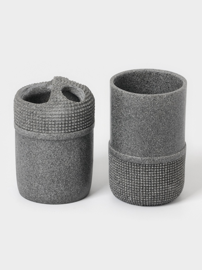 Аксессуары для ванной «Лоск», 4 предмета, дозатор 200 мл, мыльница, 2 стакана, серые