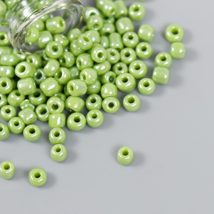 Бисер 6/0 в бутылочке «Спаржа», 20 г, керамический блеск, 6×2×2 см