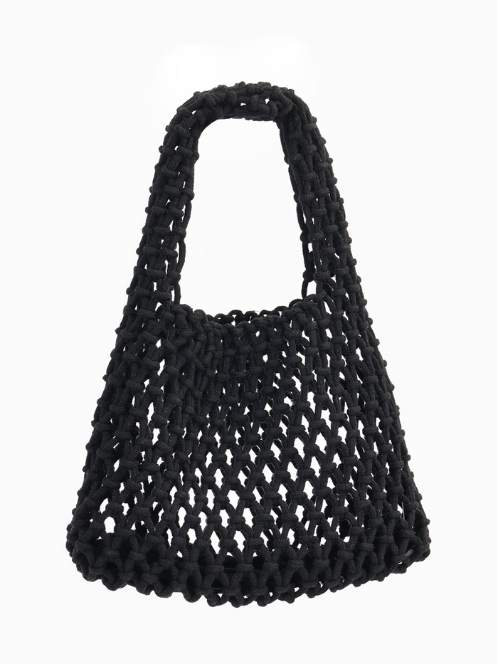 Авоська плетёная, маленькая, клетка 1.5 см, чёрная