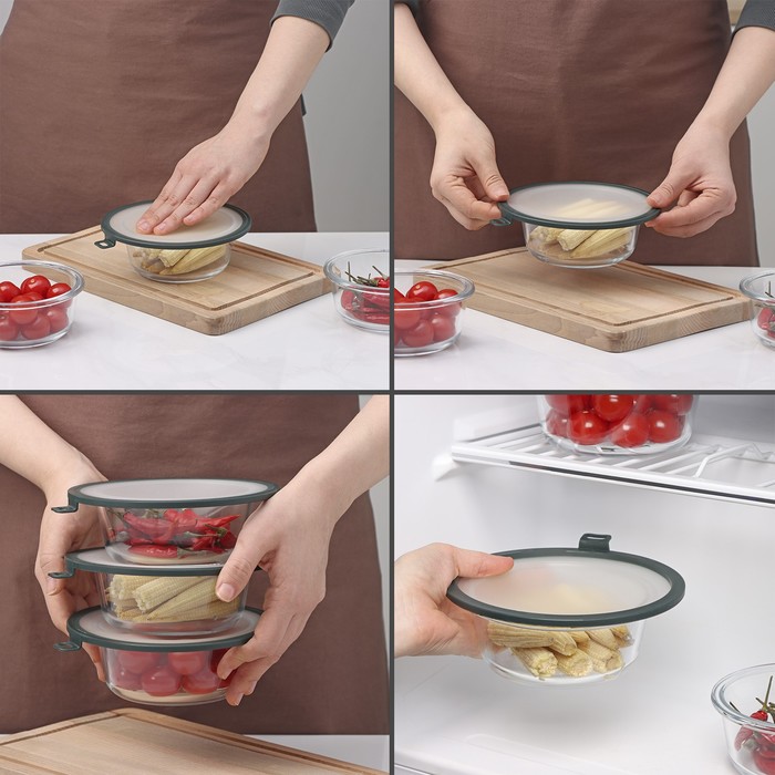 Вакуумная крышка для посуды Доляна, d=16 см, зелёная