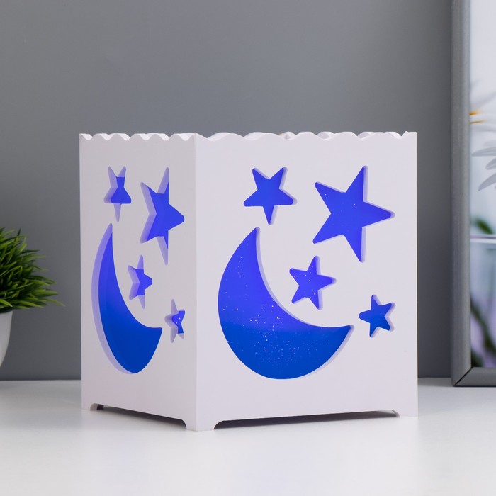 Ночник «Звездный» LED от батареек 3хААА USB синий 15×15×15 см RISALUX