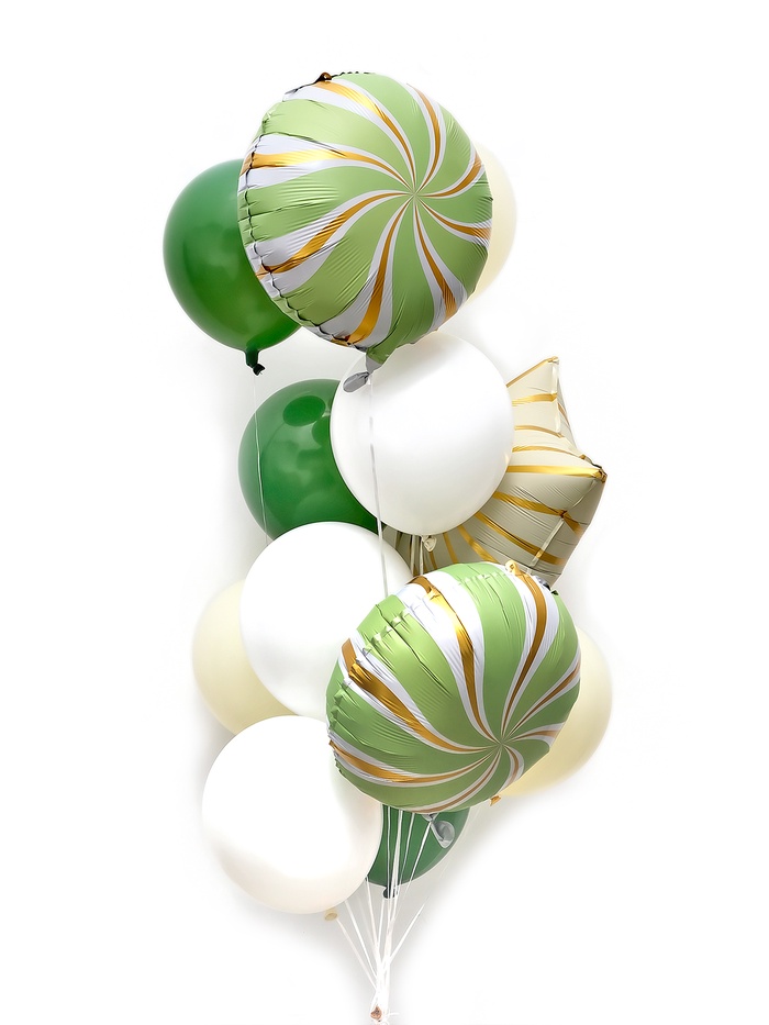 Воздушные шары «Зелёные грани», фольга, латекс, набор 12 шт.