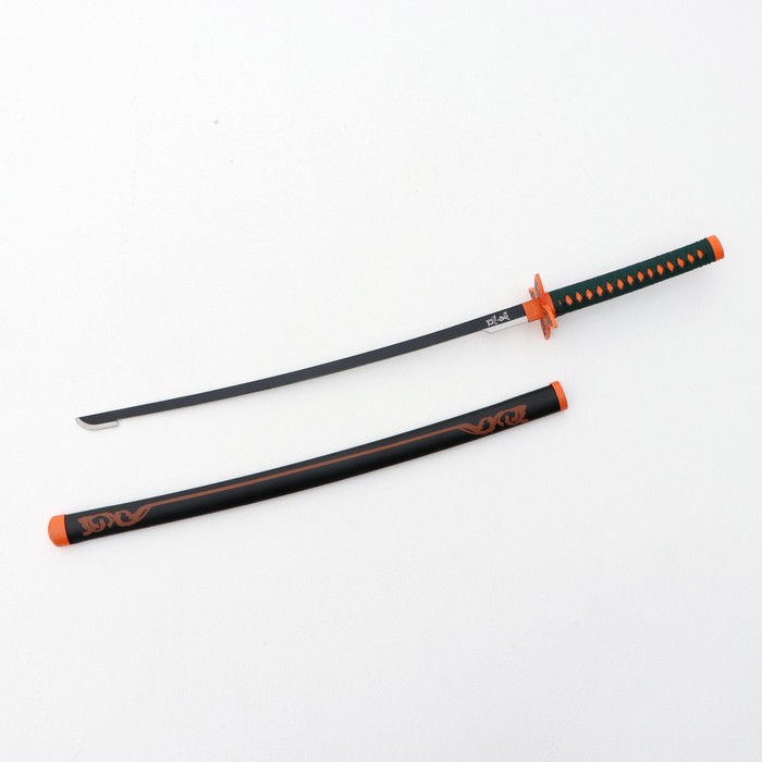 Макет оружия «Сувенирная катана на подставке. Нобу», 104 см, клинок 68 см, рукоять зеленая