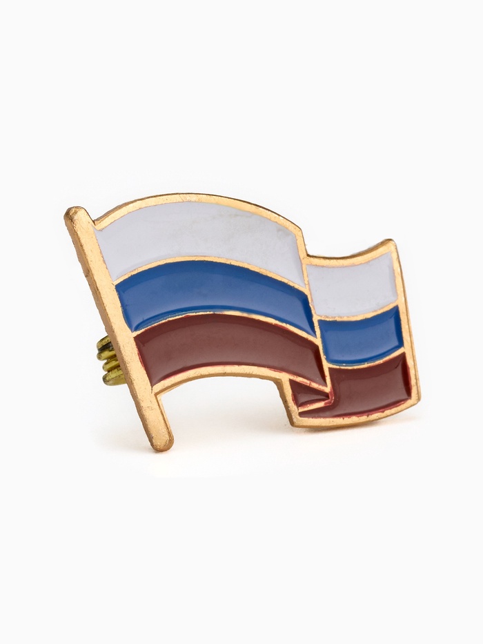 Значок «Флаг России», 2×2.5 см, цветной в золоте