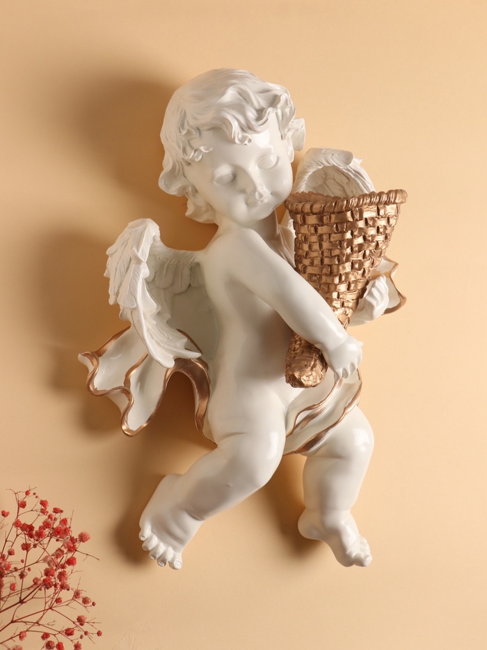 Декор настенный-ваза, панно TAKE IT EASY «Ангел с рожком», 39×28 см, правый