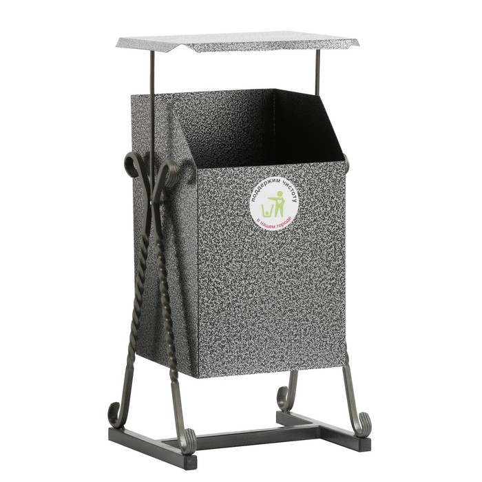 Урна для мусора «Квадратная», уличная, с крышей, 22 л, бак 0.5 мм, 63×33×33 см, серая