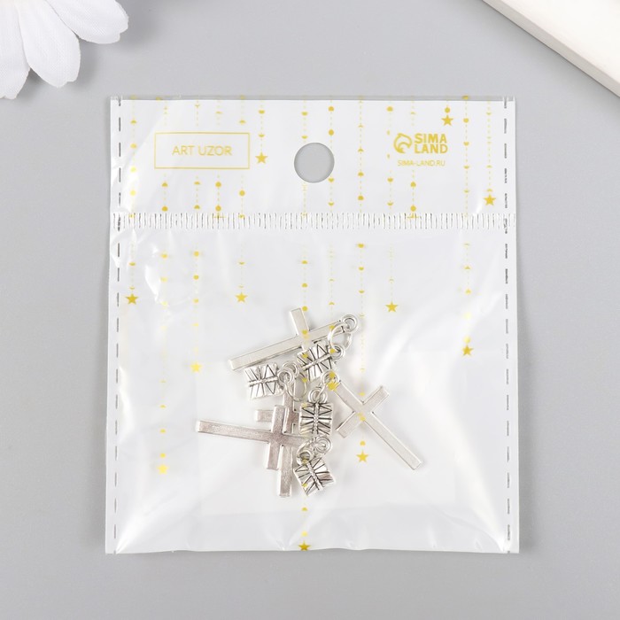 Бейл с подвеской металл для творчества «Крест», серебро, 3.5