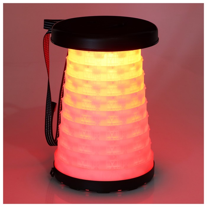 Табурет складной, походный, светодиодный, высота до 46 см, чёрный