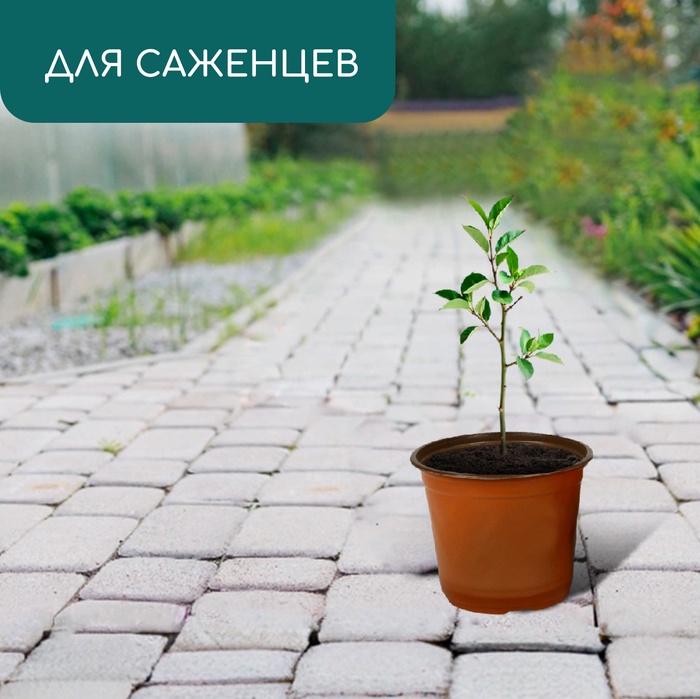 Горшок для рассады, 1.5 л, d=15.5 см, h=12.5 см, мягкий пластик, терракот, Greengo