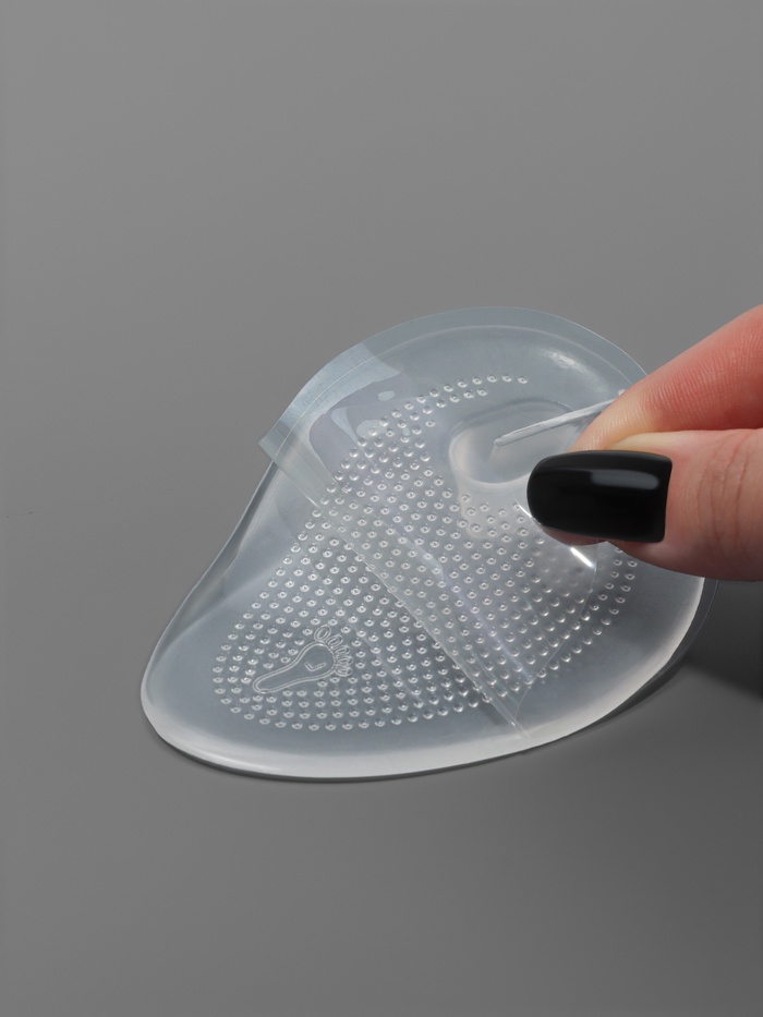 Полустельки для обуви, с протектором, с разделителем, силиконовые, 9.4×6.4 см, пара, прозрачные