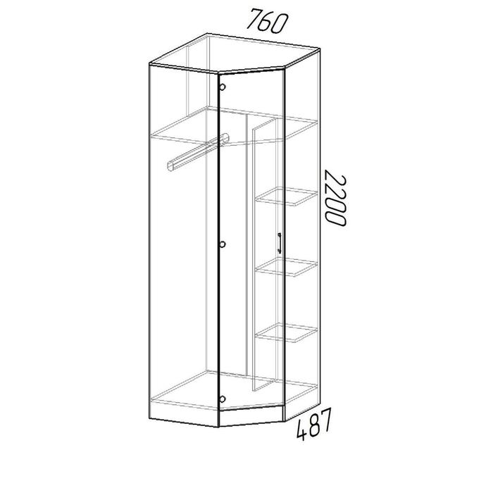 Шкаф угловой «ЭКО», 760×487×2200 мм, цвет венге/сосна лоредо