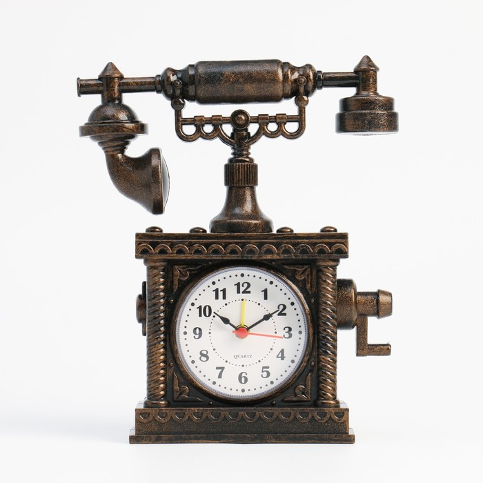 Будильник «Ретро телефон», дискретный ход, 16×5×19 см, от батарейки АА, коричневый