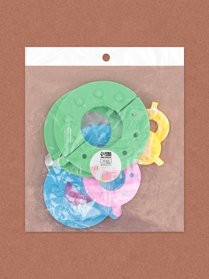 Набор приспособлений для изготовления помпонов, d=3.5/5.5/7/9 см, 4 шт., разноцветный