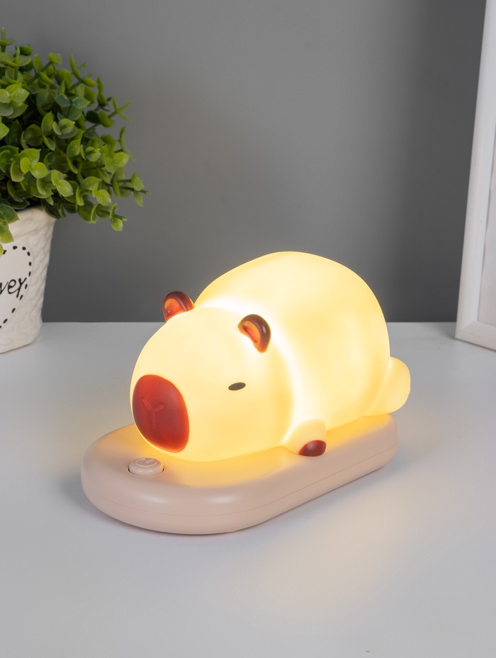 Ночник «Капибара на коврике», LED, 3 Вт, 5V, USB, АКБ, 9.3×15×13.2 см