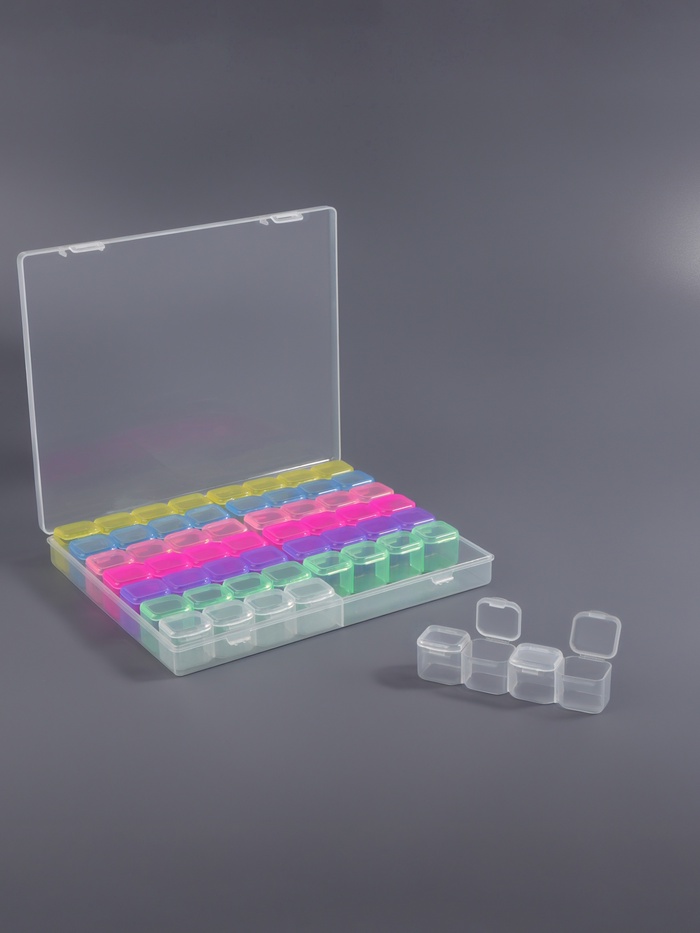 Органайзер для хранения мелочей, 56 ячеек, 21×17.5×2.7 см, разноцветный