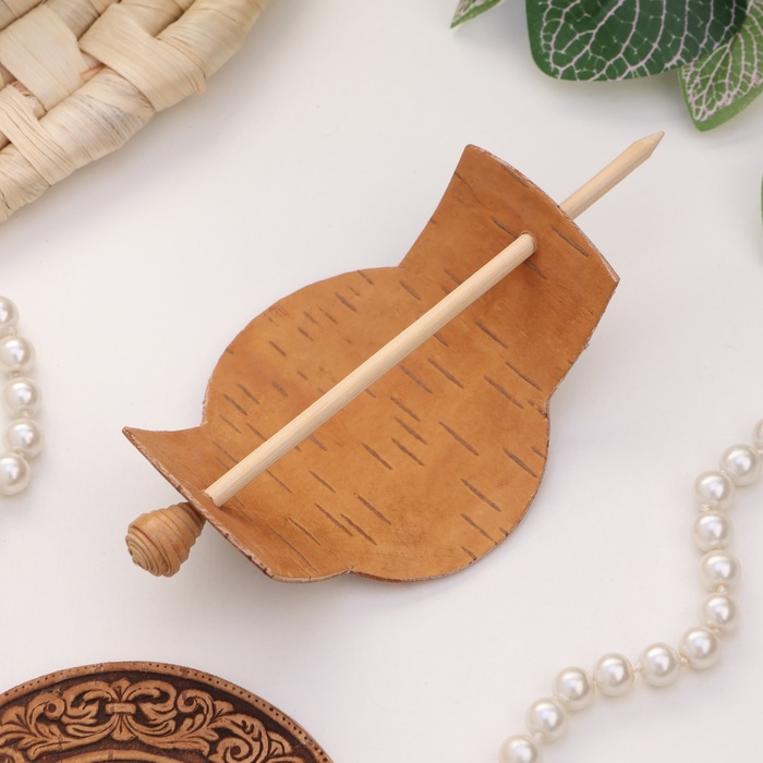 Заколка для волос с палочкой «Цветочек», береста