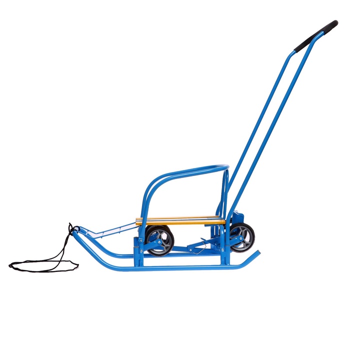 Санки детские с колёсами Nika Kids «Ветерок 7 универсал», с ручкой, голубые