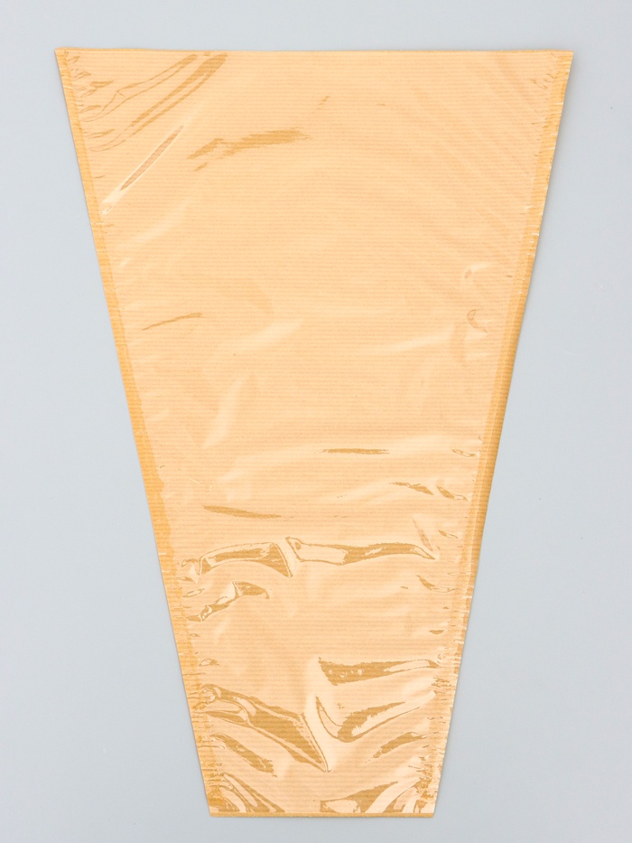 Конус для цветов, крафт с пленкой, 28×9×44 см, крафтовый