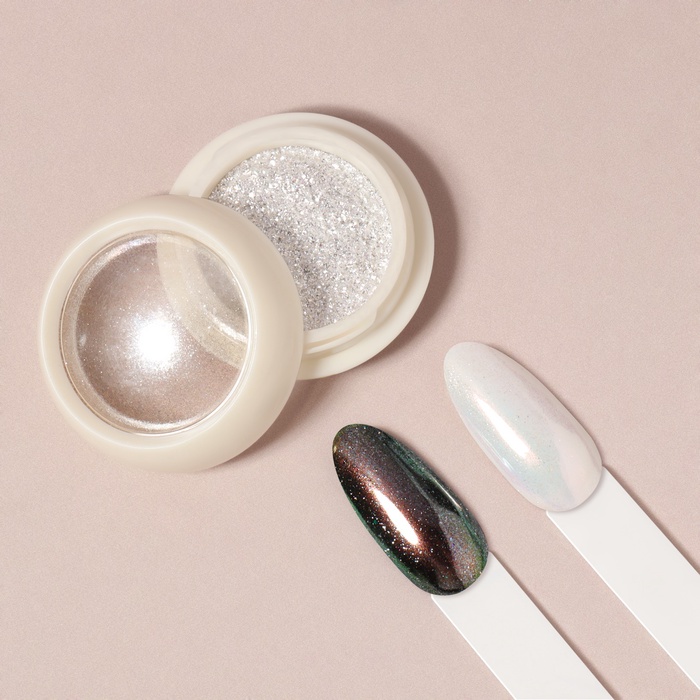 Втирка для ногтей, с аппликатором, жемчужная, зеркальная