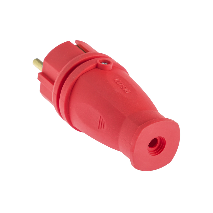 Вилка переносная В16-001, 16 А, 250 В, IP44, с заземлением, каучук, красная