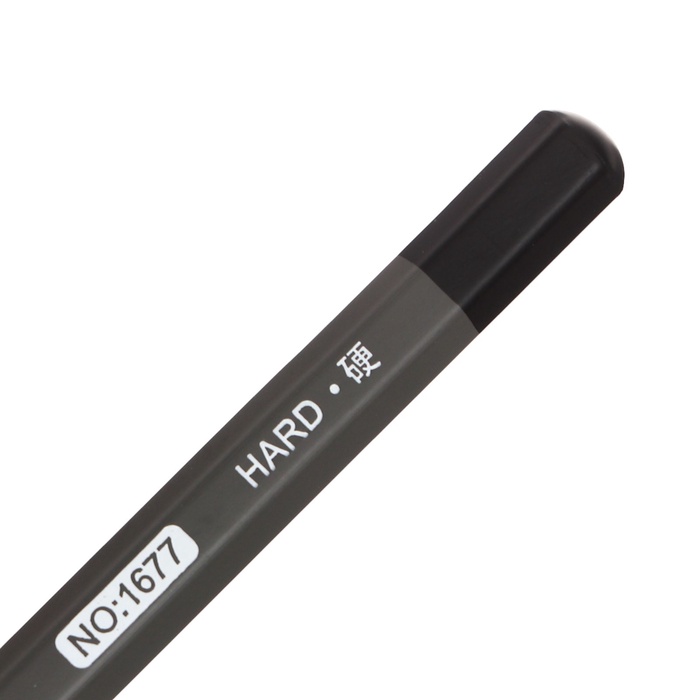 Карандаш угольный чёрный, Hard, корпус серый