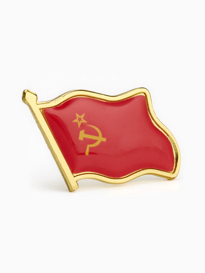 Значок «Флаг СССР», 2×2.5 см, красный в золоте