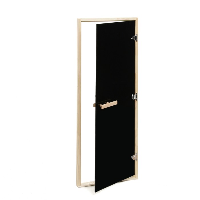 Дверь для бани и сауны «Блэк», 180×70 см по коробке, липа, чёрное стекло