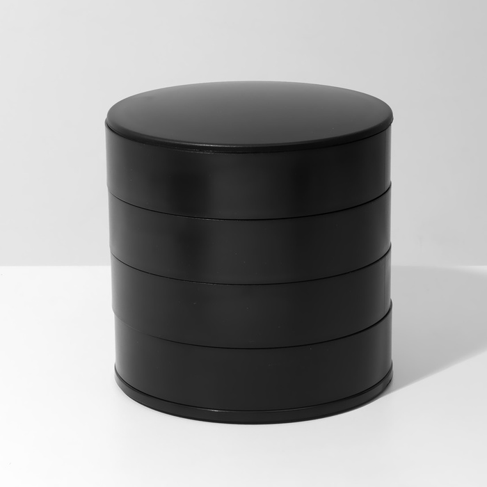 Шкатулка - органайзер для хранения украшений, 4 секции, 10×10×10 см, чёрная