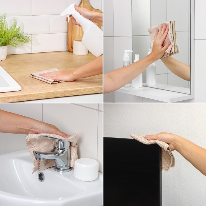 Салфетка для уборки Raccoon «Сапфир», 30×30 см, микрофибра, бежевая