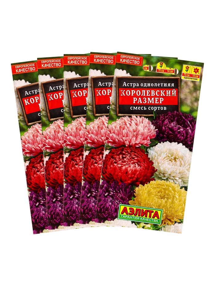 Набор семян Астра "Королевский размер", смесь окрасок, О, 5 шт.
