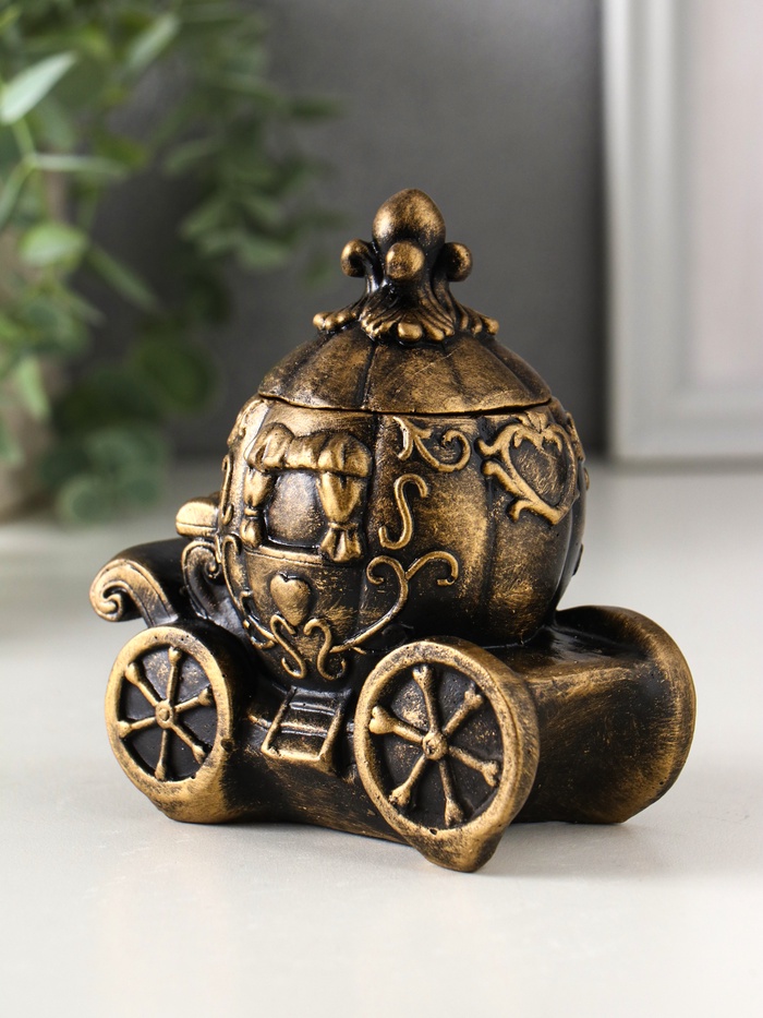 Шкатулка для украшений «Карета золотая», гипс, 11×10×6 см