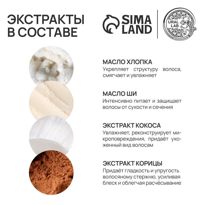 Бальзам для волос, комплекс масел и экстрактов, укрепление и восстановление, 470 мл, URAL LAB